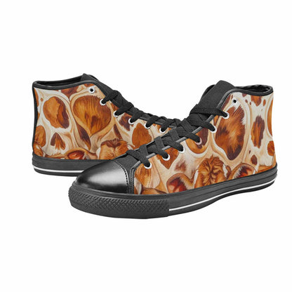 WOMEN'S Cow Animal Print High Top Canvas Vibrant Chaos Shoes