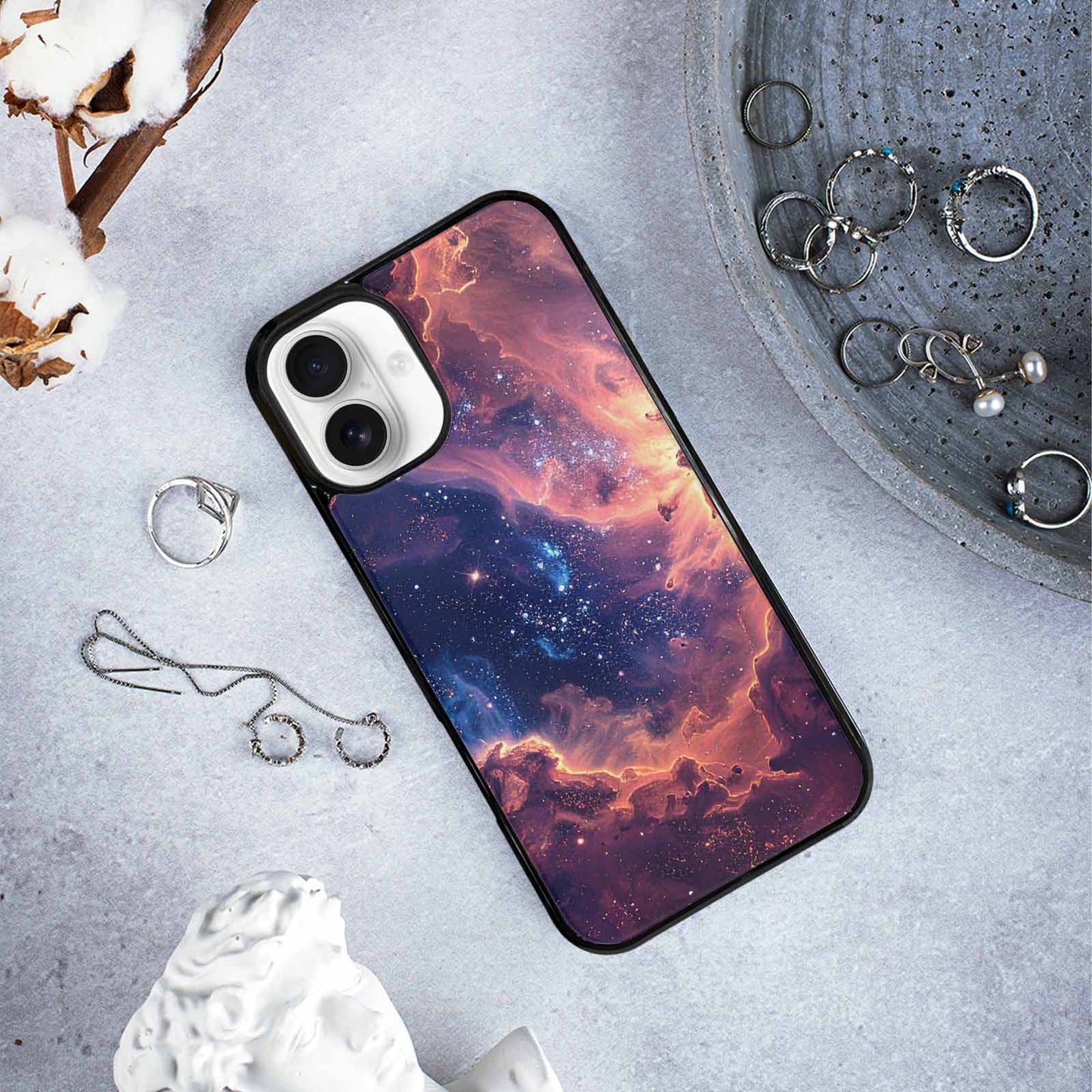 iPhone 16 Plus Case — Nebula Texture With Dense Star Cluster, Custom Designed Case Cover