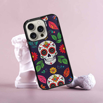 iPhone 16 Pro Case — Sunflowers And Skulls, Custom Art Phone Cover