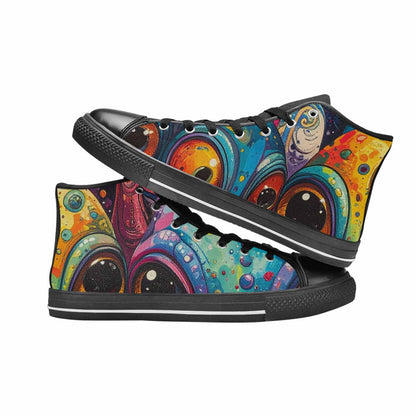 MEN'S Cartoon Alien Characters High Top Canvas Vibrant Chaos Custom Shoes