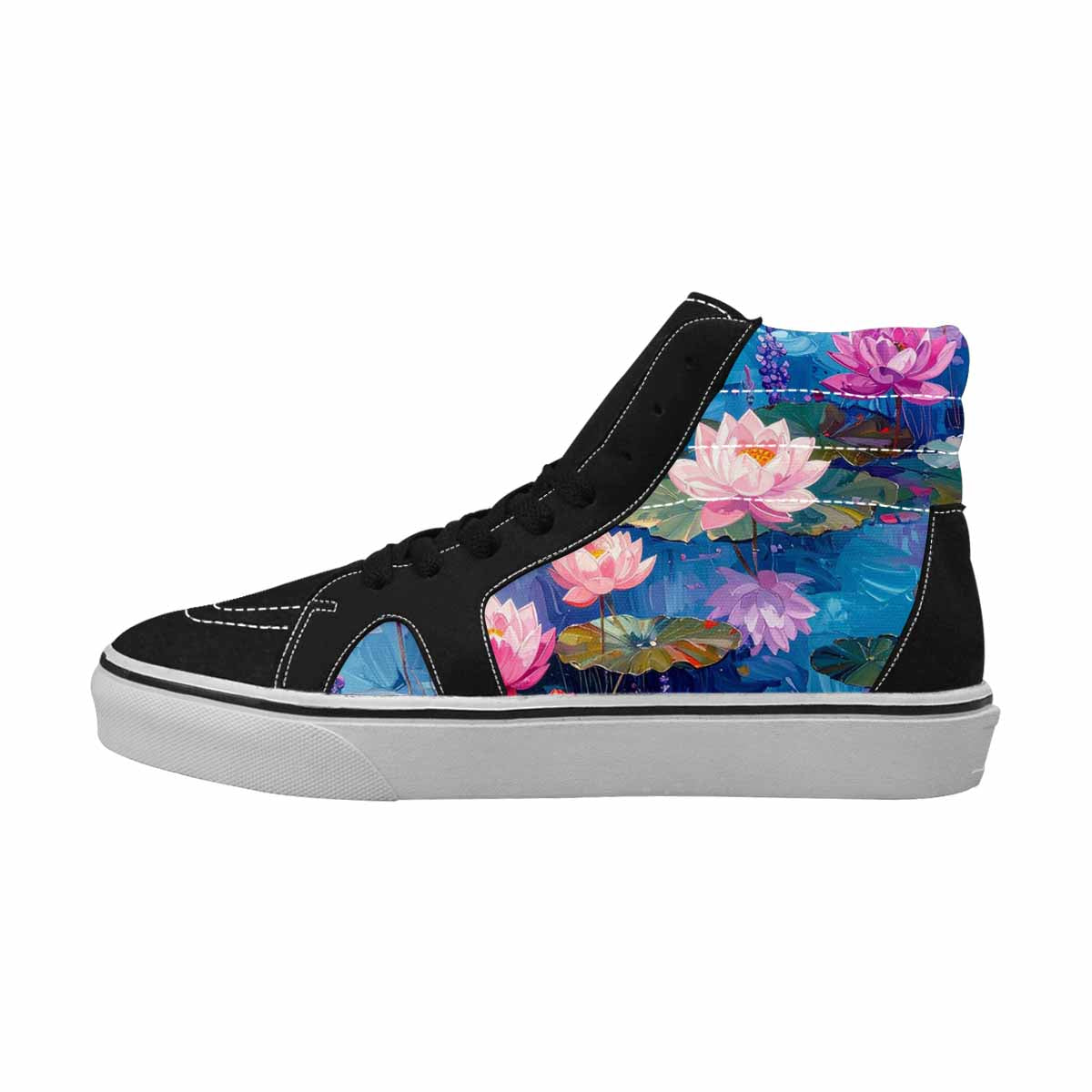 WOMEN'S Monet-Style Impressionist Water High Top Canvas Wallpaper Art Custom Sneakers