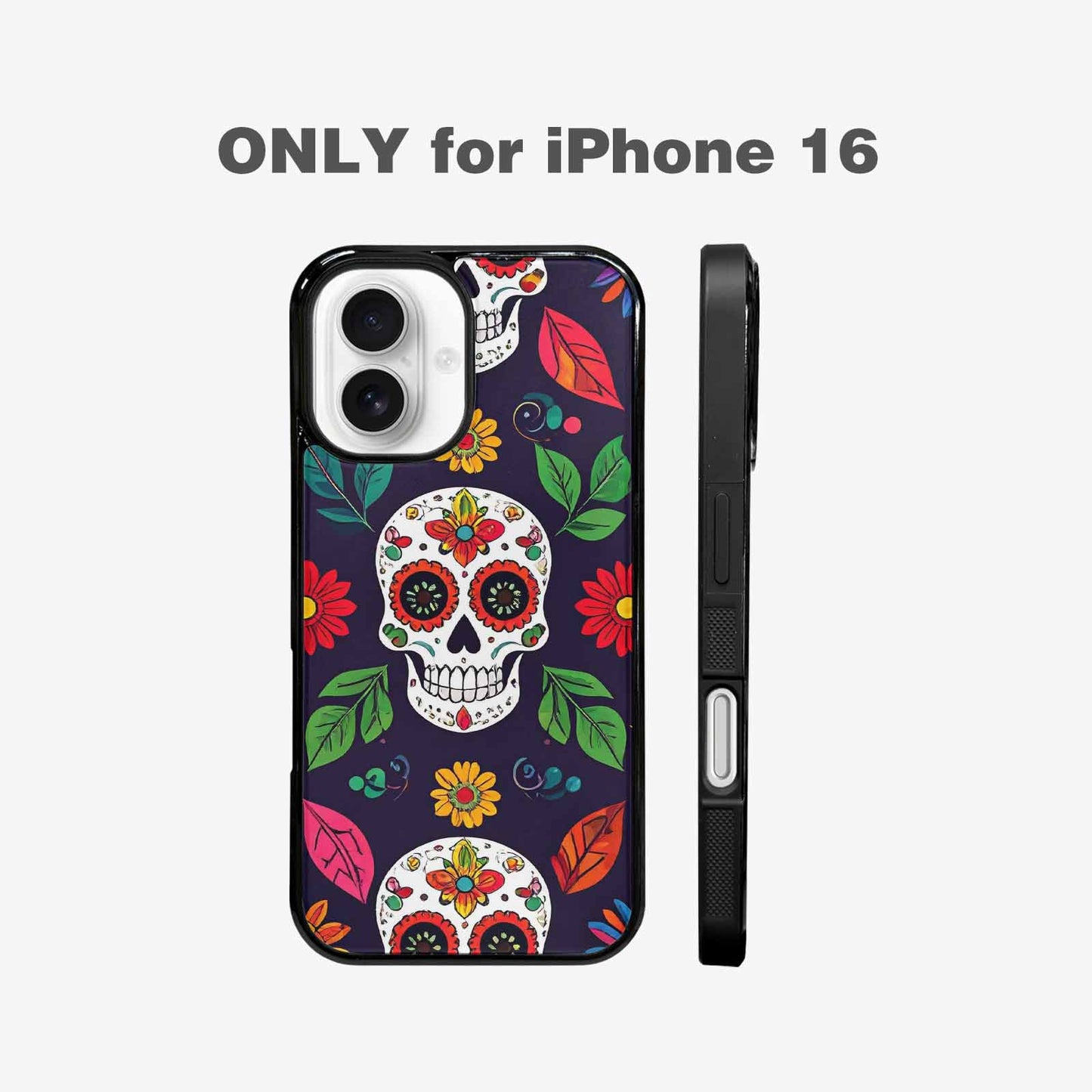 iPhone 16 Case — Sunflowers And Skulls, Personalized Phone Case