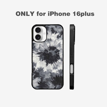 iPhone 16 Plus Case — Tie Dye Black And Gray Blended, Custom Printed Phone Case