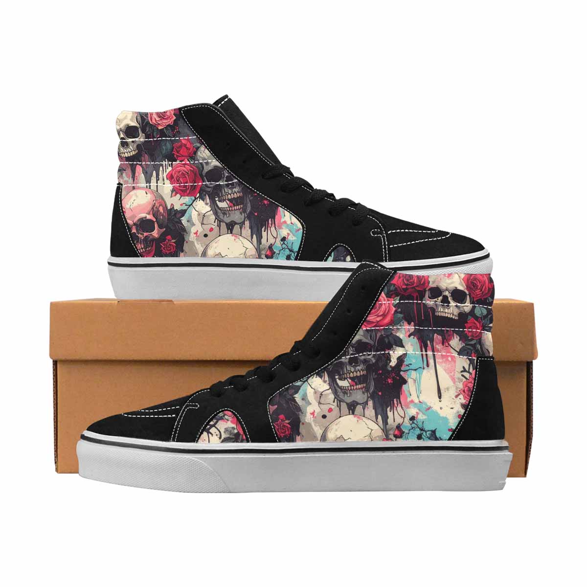 MEN'S Skulls High Top Canvas Made To Order Aesthetic All Over Print Shoes