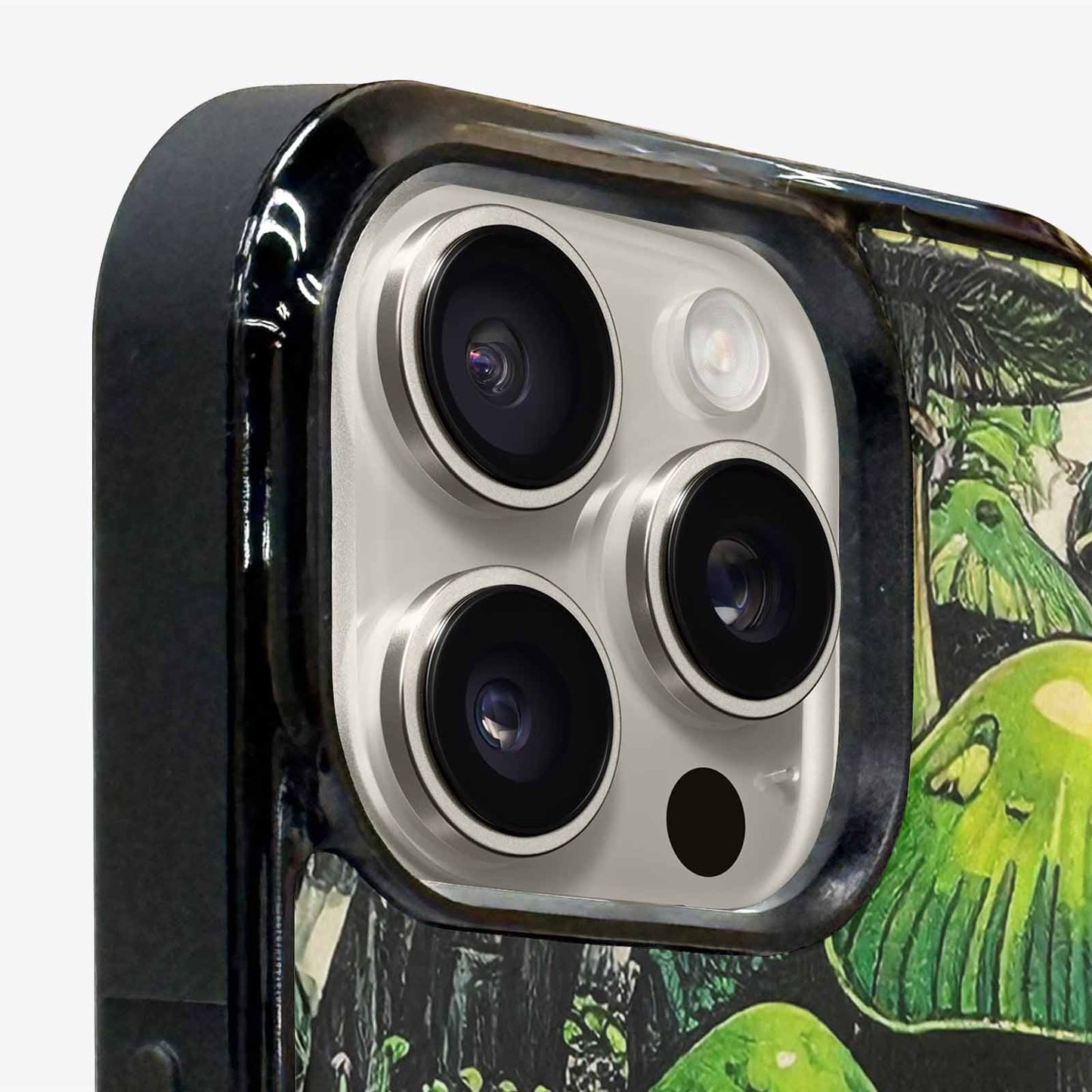 iPhone 16 Pro Case — Rainbow Drip Mushrooms Black Green Ink, Custom Print Case Cover