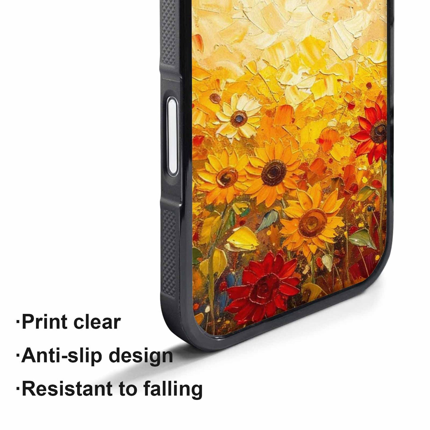 iPhone 17 Pro Case — Impressionist Sunflower Brushstroke Pattern Hundreds Floral, Custom Designed Case Cover