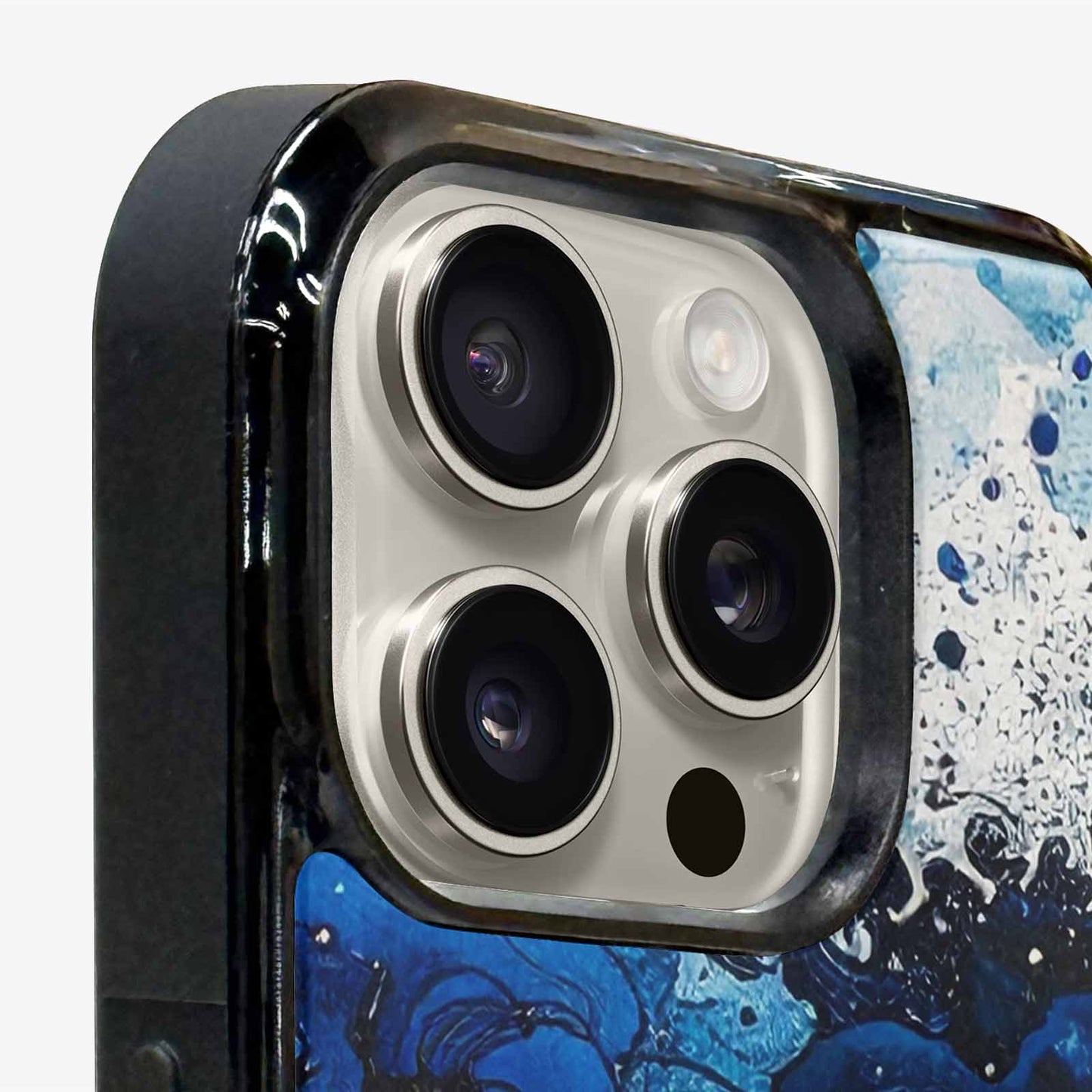 iPhone 16 Pro Max Case — Nautical Wave Black Blue Ink Wave, Original Design Phone Case