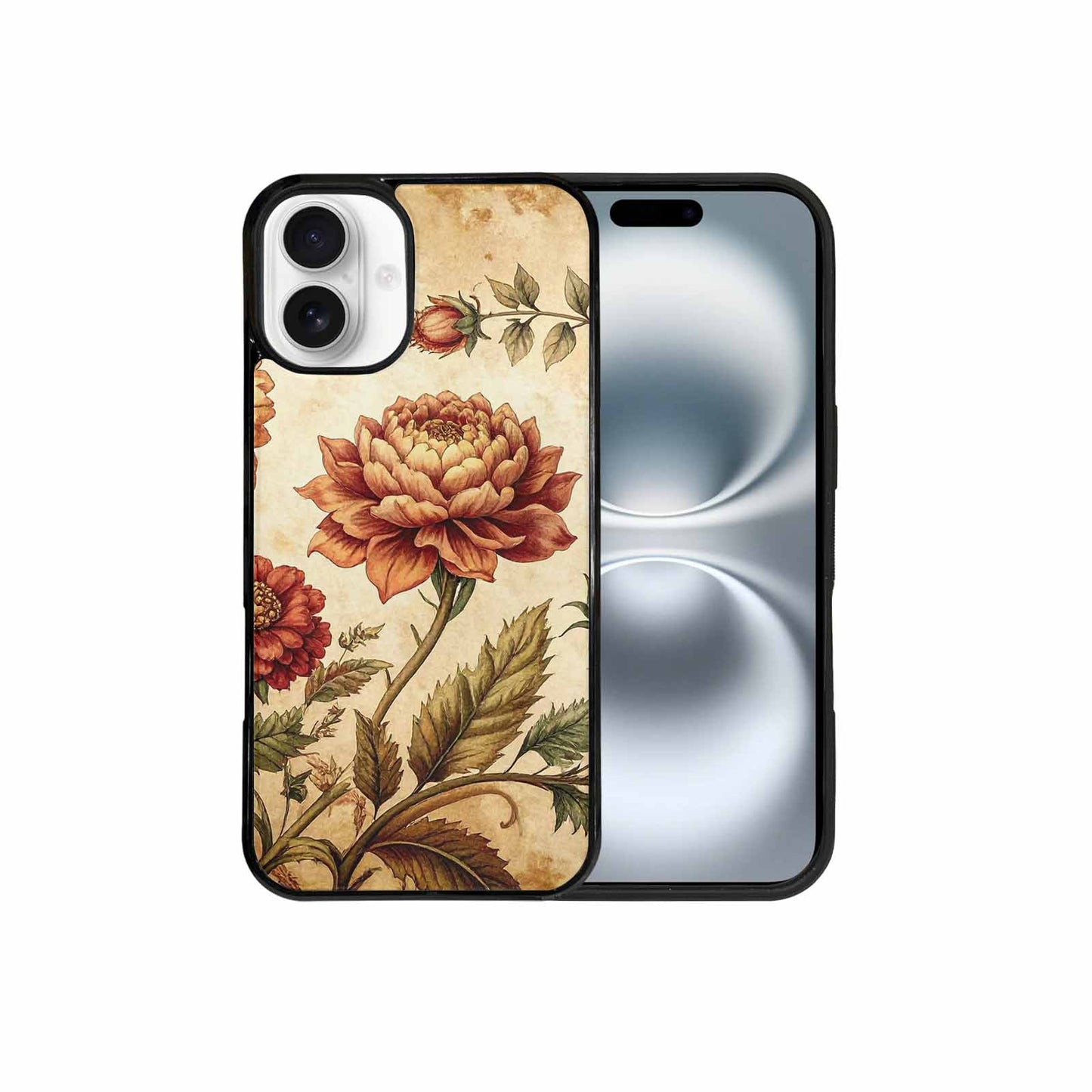 iPhone 16 Plus Case — Vintage Botanical Art Pattern, Custom Print Case Cover