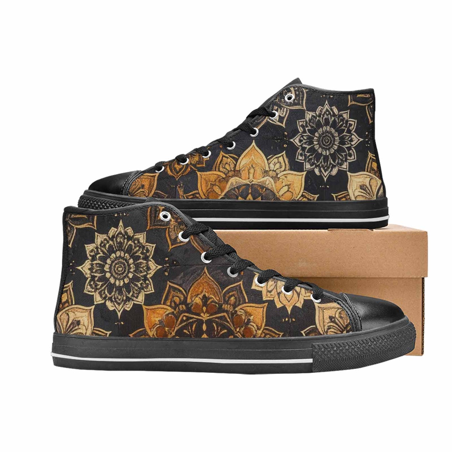 WOMEN'S Mandala High Top Canvas Vibrant Chaos Shoes