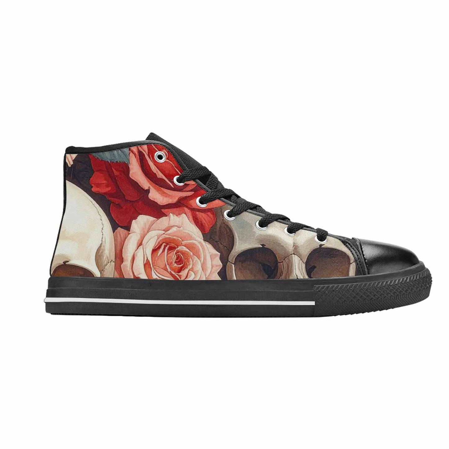 MEN'S Skulls Roses Soft Airbrush High Top Canvas Dreamcore Shoes