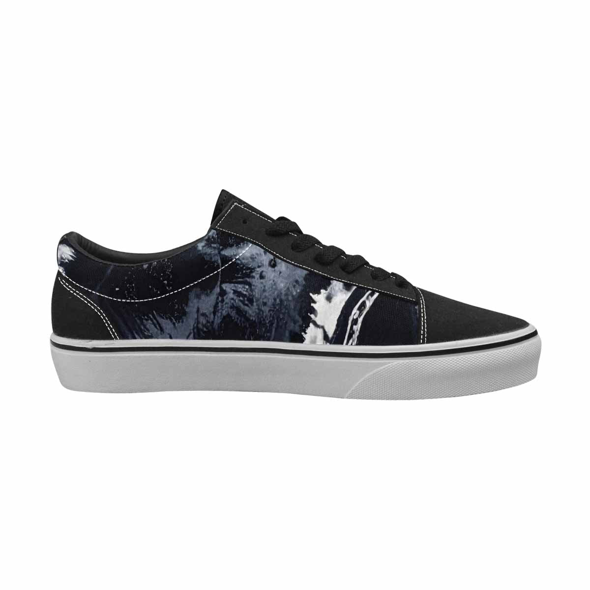 WOMEN'S Black White Animal Print Canvas Lace-Up Vivid Shoes