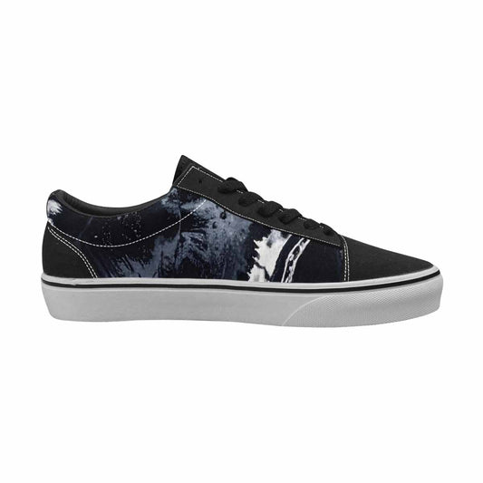 WOMEN'S Black White Animal Print Canvas Lace-Up Vivid Shoes