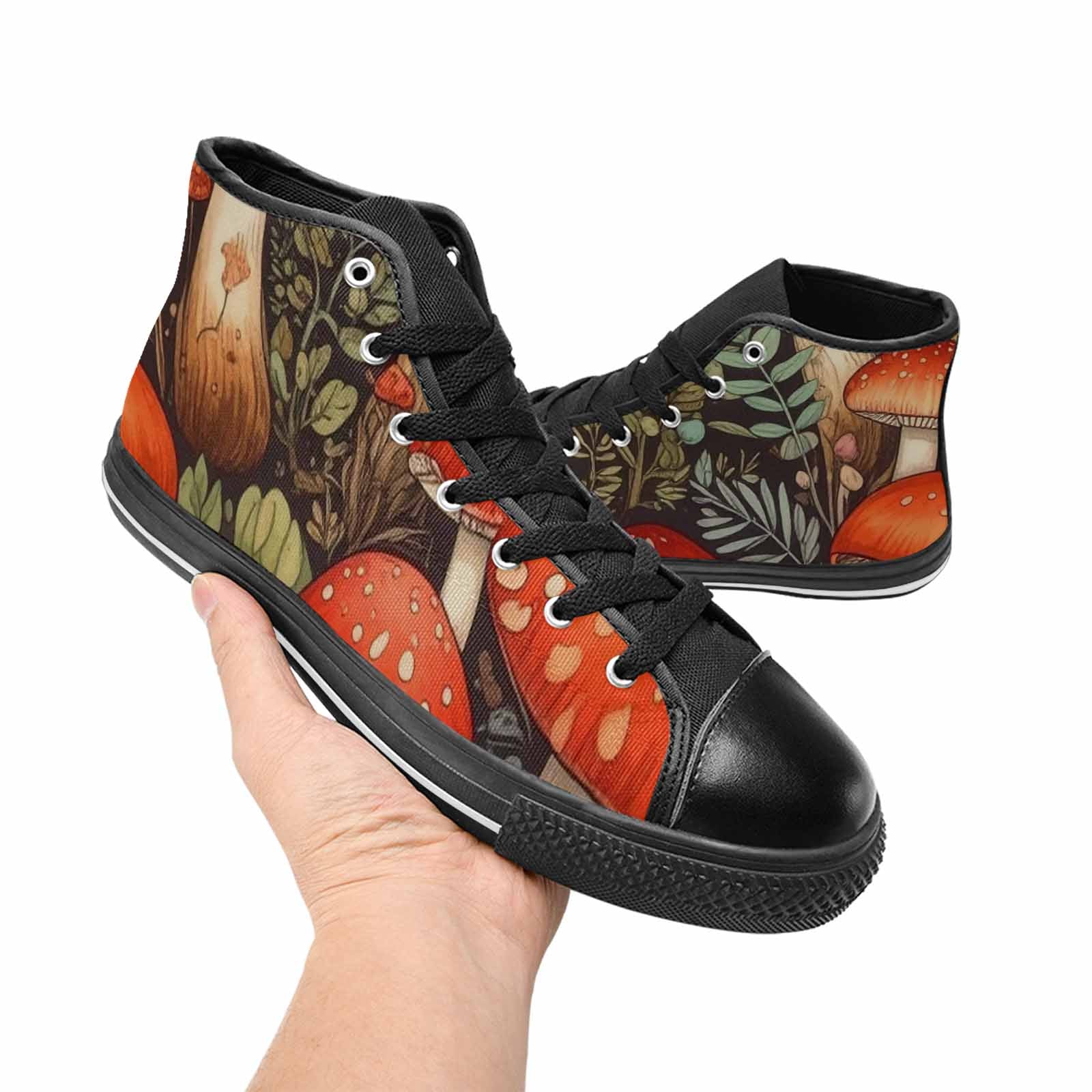 WOMEN'S Mushroom High Top Canvas Cottagecore Custom Sneakers