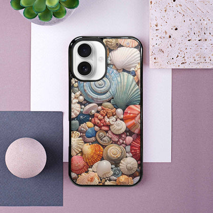 iPhone 16 Case — Seashell Collage Seashell Collage Pattern Hundreds, Unique Phone Case Design