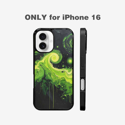 iPhone 16 Case — Melting Galaxy Acid Green, Personalized Phone Case