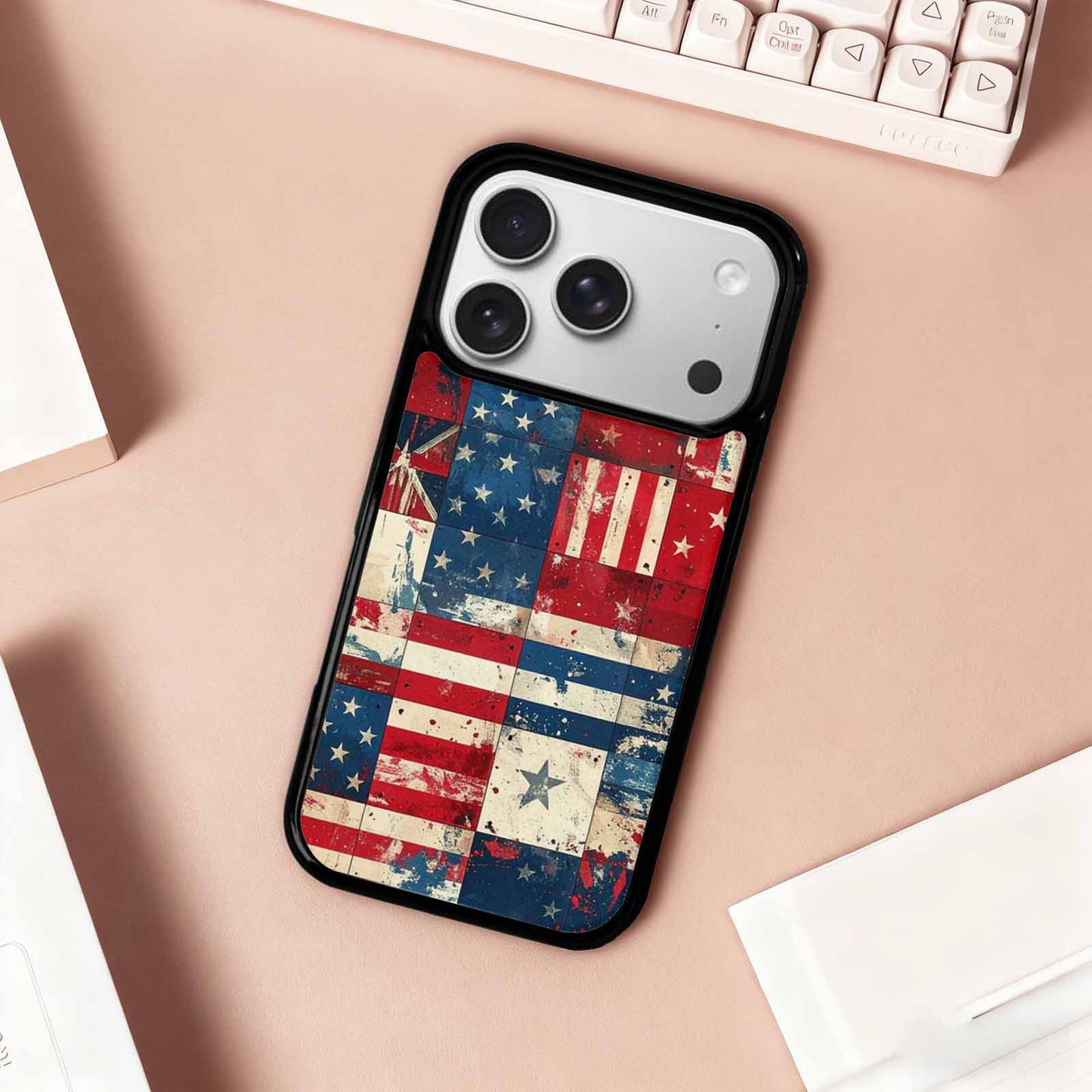 iPhone 17 Pro Case — Small American Flag Stars And Galaxy, Original Design Phone Case
