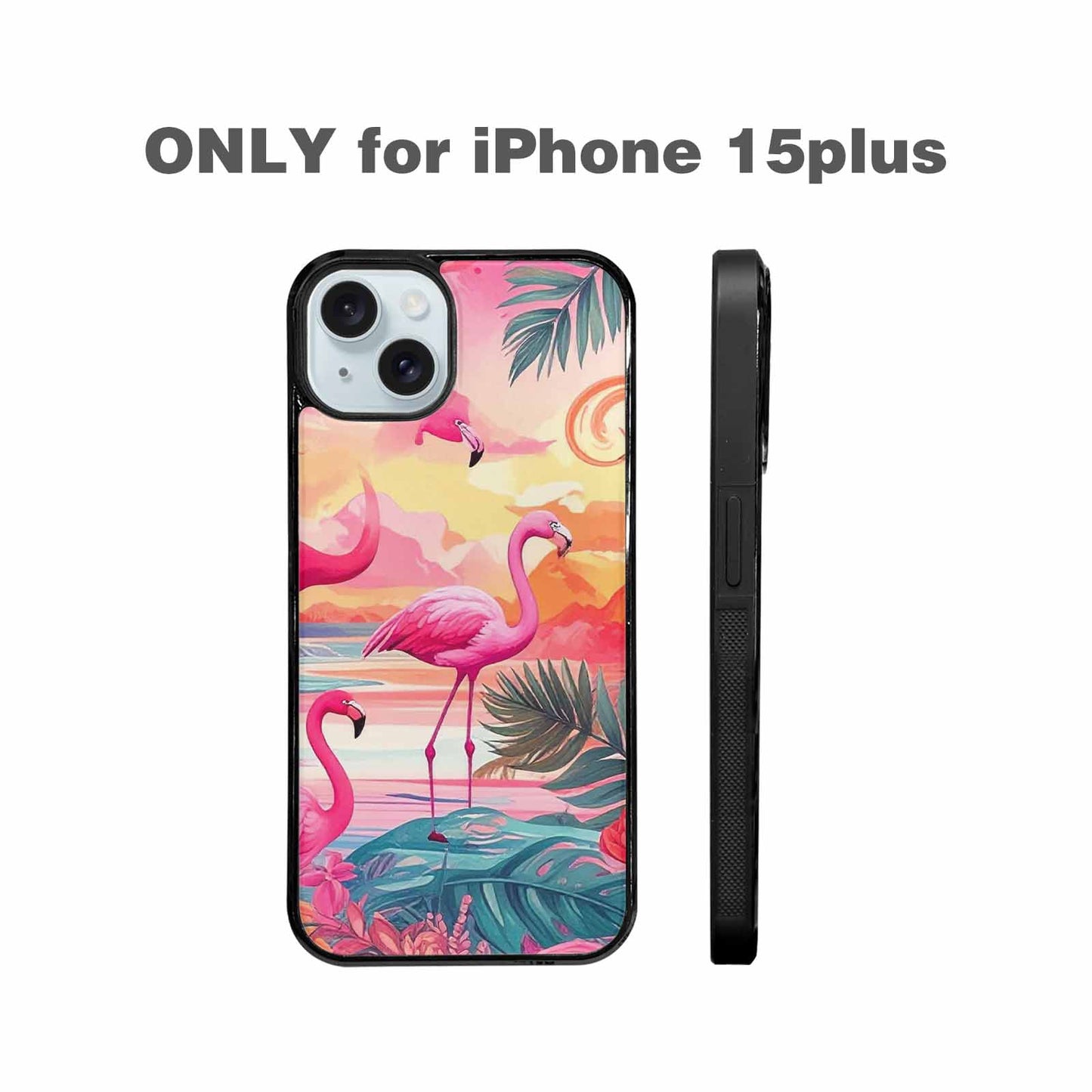 iPhone 15 Plus Case — Flamingo Tropical Flamingo Tropical Pattern Hundreds, Custom Art Phone Cover