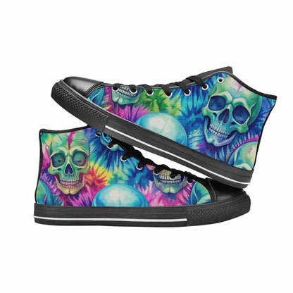 MEN'S Tie Dye Skulls Print High Top Canvas Aesthetic Sneakers