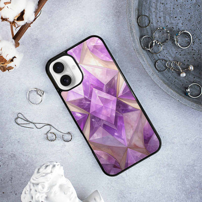 iPhone 16 Plus Case — Amethyst Crystal Art Pattern, Original Design Phone Case