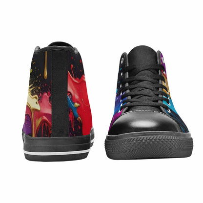 WOMEN'S Paint Splatter High Top Canvas Grunge Shoes