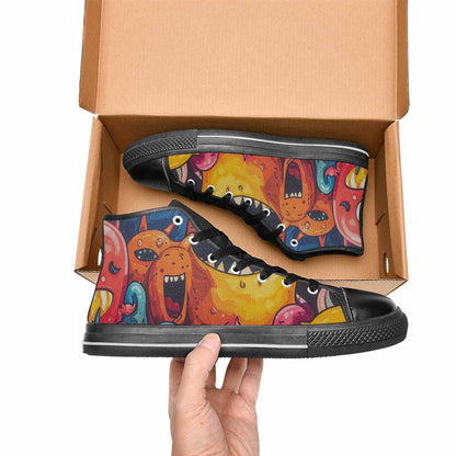 WOMEN'S Cartoon Monster Character High Top Canvas Neon Fantasy Shoes