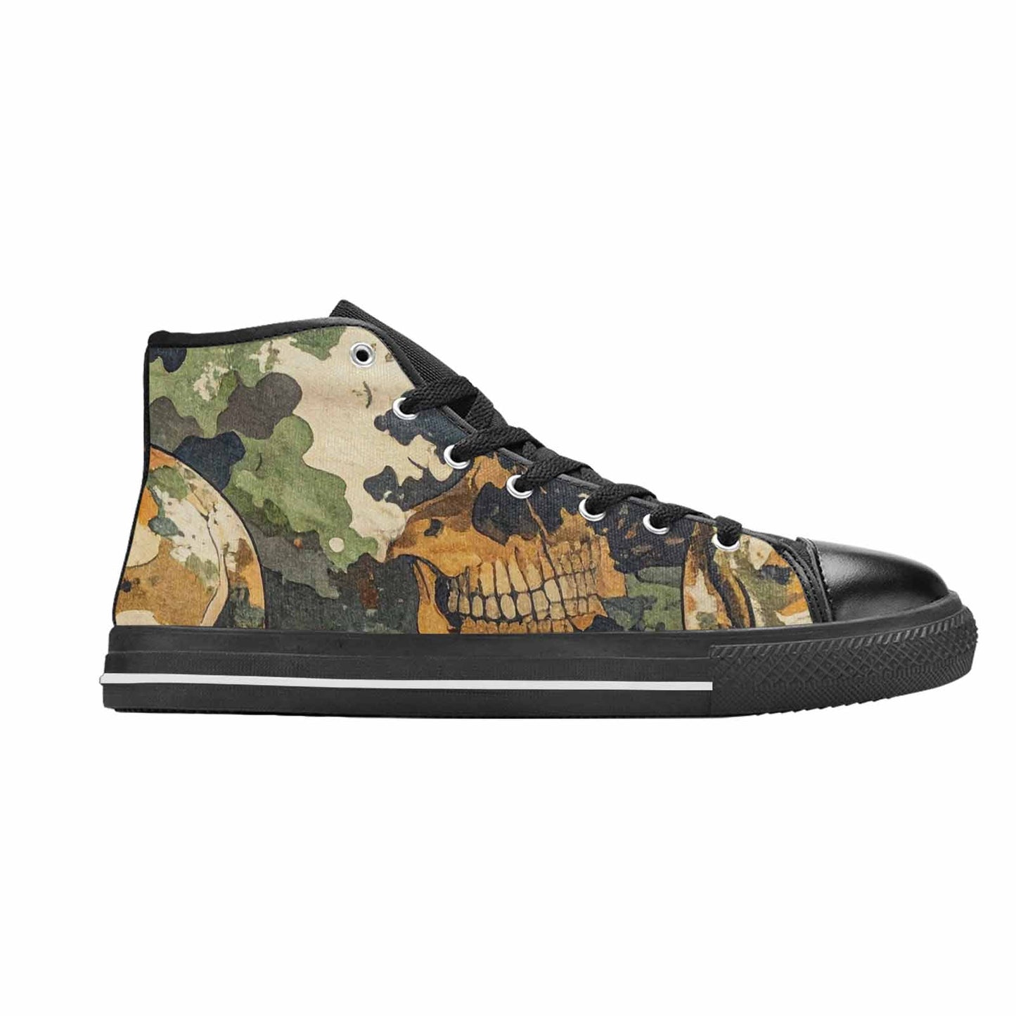 MEN'S Military Camo Skull High Top Canvas Neon Fantasy Custom Shoes