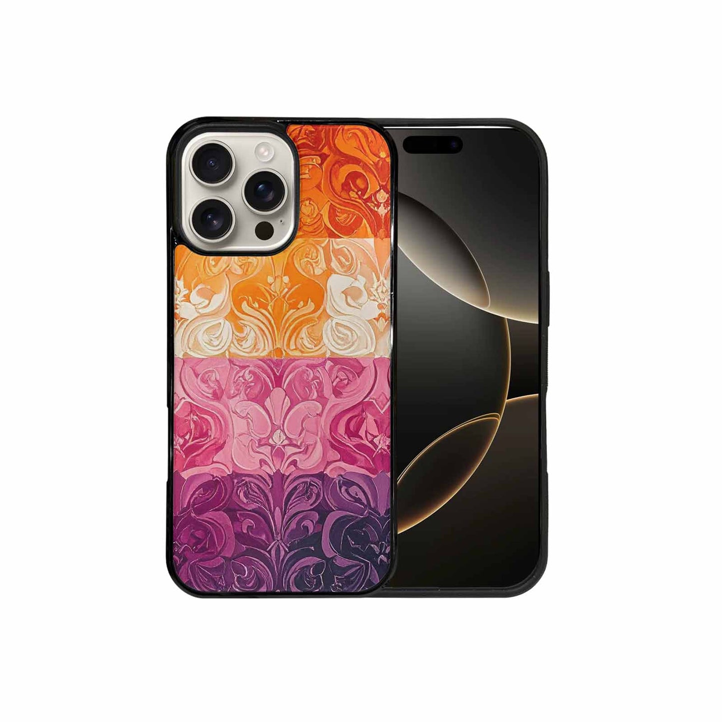 iPhone 16 Pro Max Case — Lesbian Flag Color Theme Small Rainbow, Custom Designed Case Cover