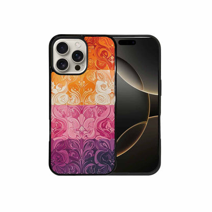 iPhone 16 Pro Max Case — Lesbian Flag Color Theme Small Rainbow, Custom Designed Case Cover