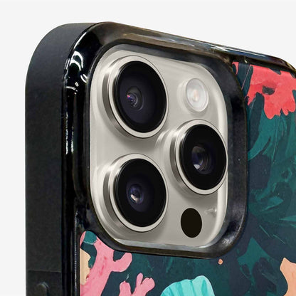 iPhone 16 Pro Max Case — Camo Coral Turquoise, Custom Printed Phone Case