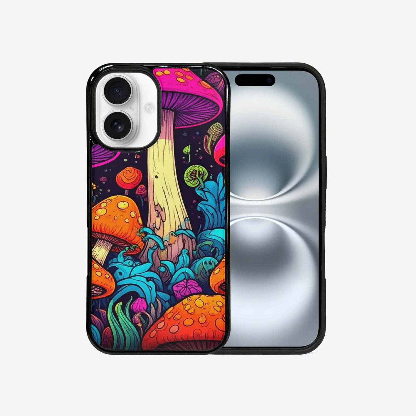 iPhone 16 Case — Psychedelic Mushroom Cartoon Pattern, Custom Designed Case Cover