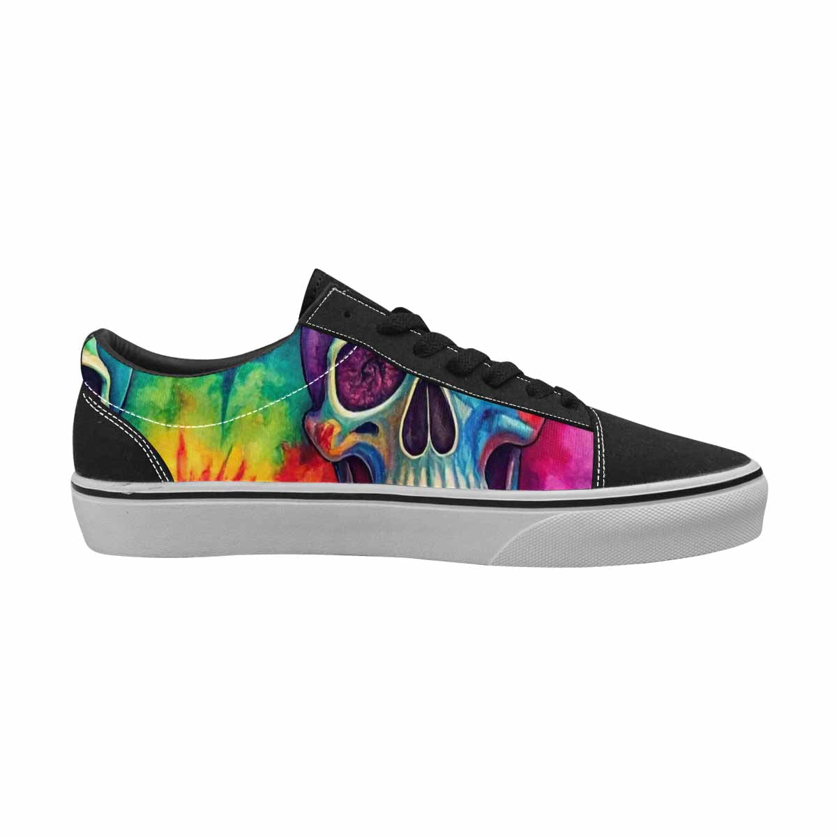 MEN'S Tie Dye Skulls Print Canvas Lace-Up Neon Fantasy Custom Shoes