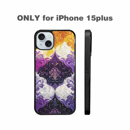 iPhone 15 Plus Case — Nonbinary Flag Color Theme Small Rainbow, Custom Art Phone Cover