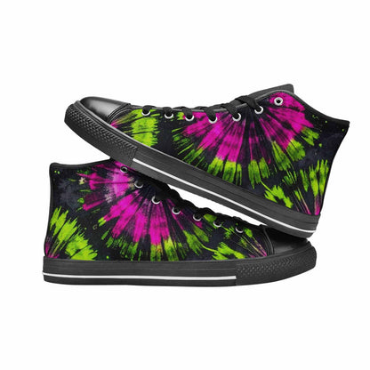 MEN'S Acid Wash Tie Dye Neon High Top Canvas Neon Fantasy Sneakers