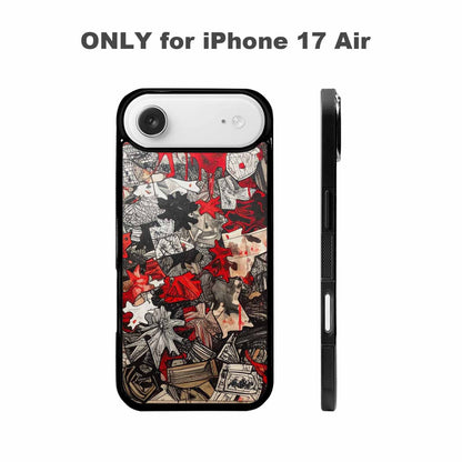 iPhone 17 Air Case — Black Red Ink Camo Patches Camo, Custom Print Case Cover