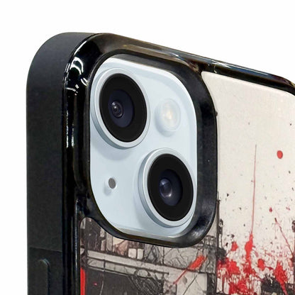 iPhone 15 Plus Case — Liminal Space Fragment Black Red Ink, Custom Phone Case