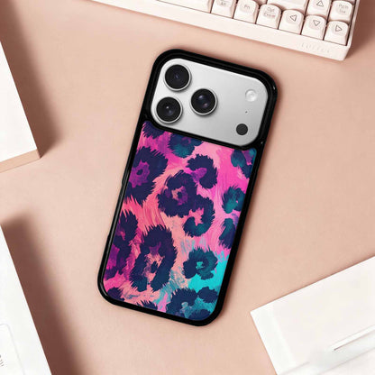 iPhone 17 Pro Case — Leopard Neon Pink Teal Airbrush Animal, Custom Phone Case