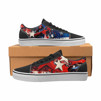 WOMEN'S Patriotic Stars Stripes Lace-Up Canvas Grunge Shoes