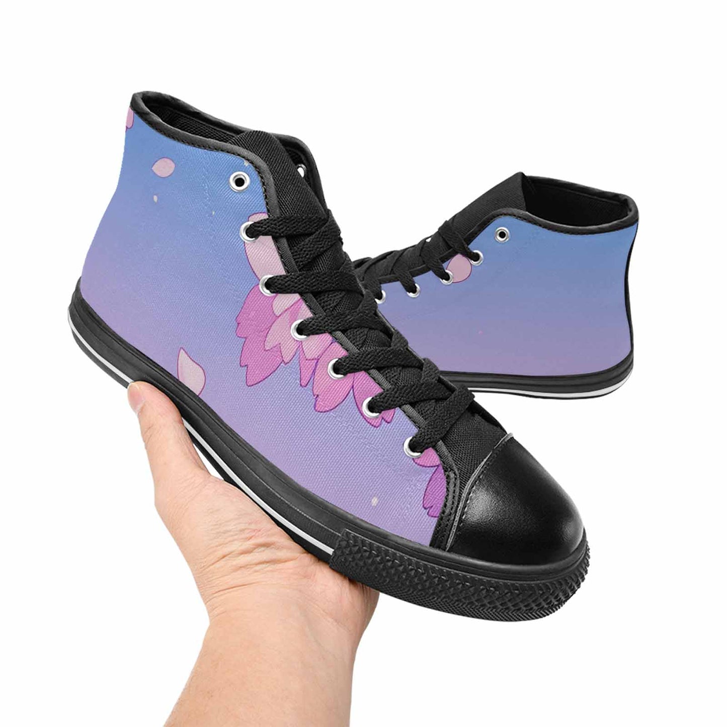 WOMEN'S Anime Cherry Blossom High Top Canvas Grunge Custom Shoes