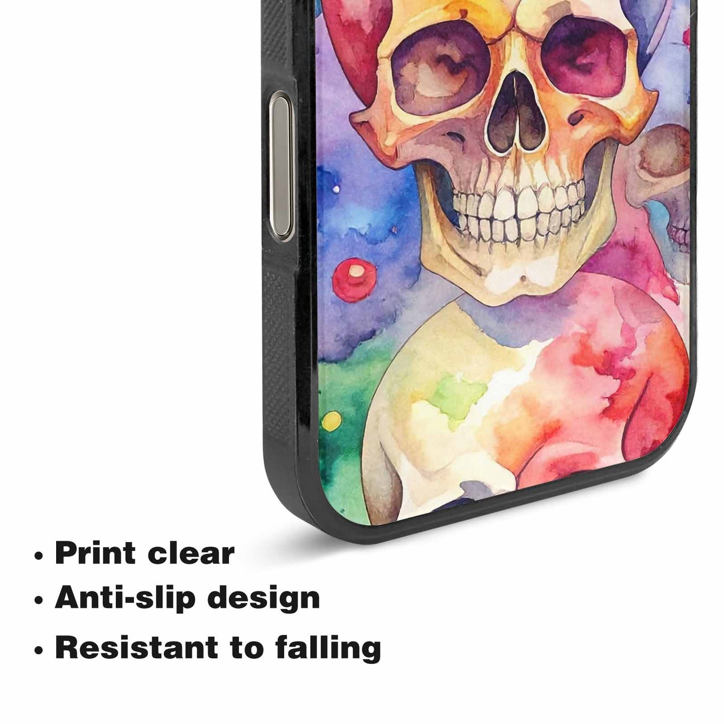 iPhone 16 Pro Max Case — Kulls Watercolor Skulls Small Skull Pattern, Custom Printed Phone Case