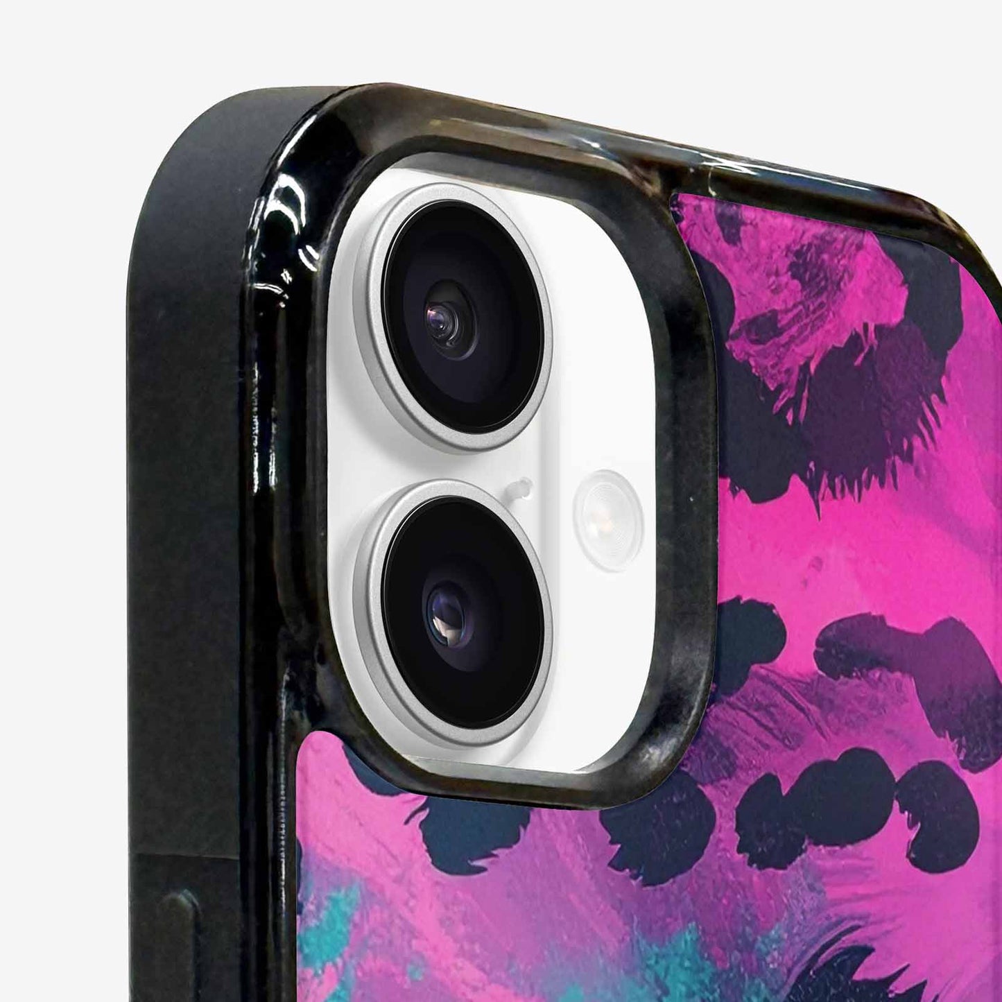 iPhone 16 Case — Leopard Neon Pink Teal Airbrush, Custom Made Phone Cover
