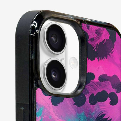iPhone 16 Case — Leopard Neon Pink Teal Airbrush, Custom Made Phone Cover