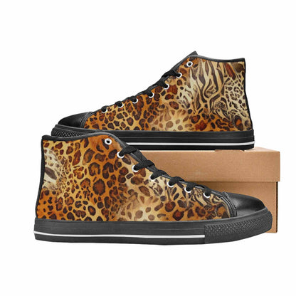 MEN'S Animal Print High Top Canvas Wallpaper Art Custom Shoes