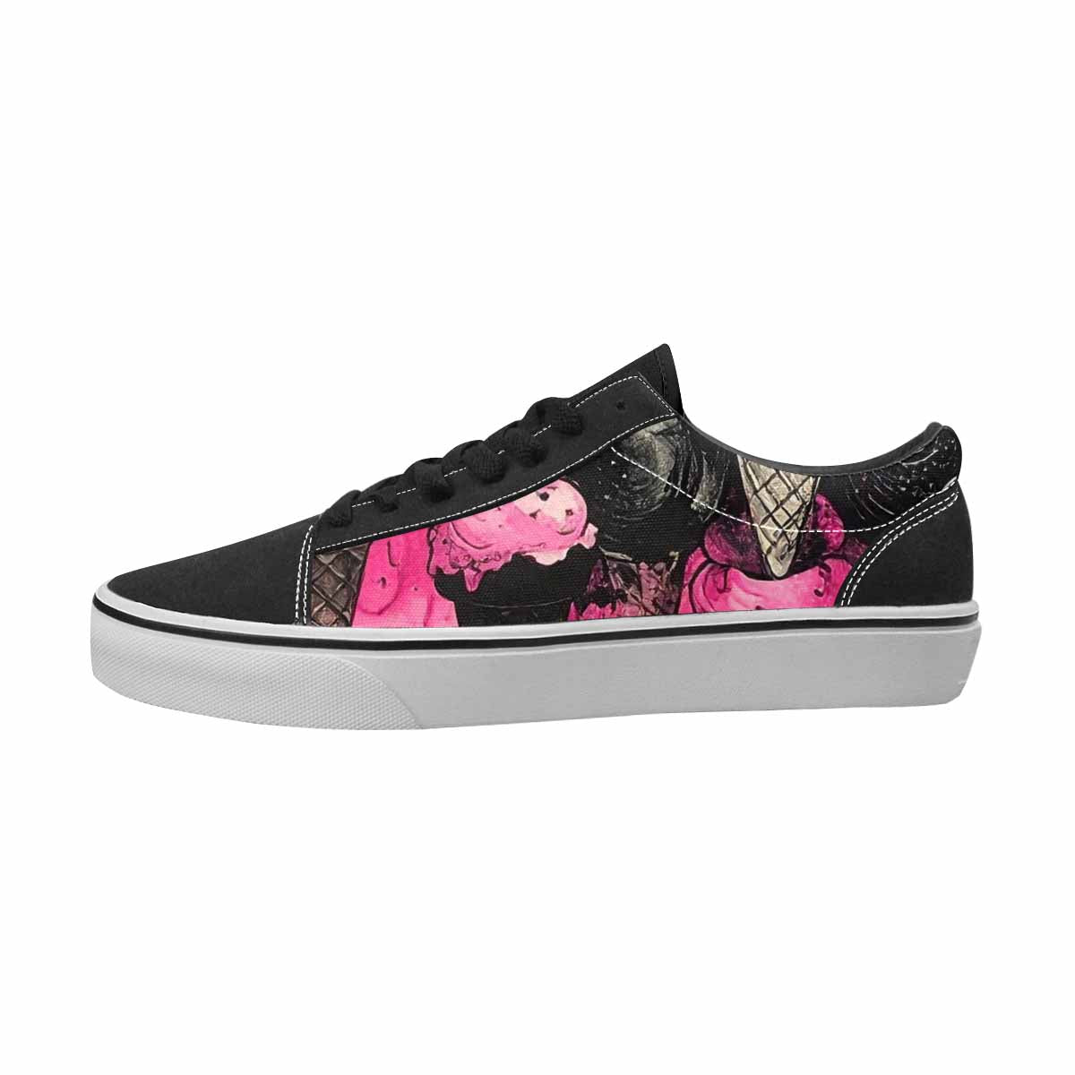 WOMEN'S Ice Cream Black & Pink Ink Canvas Artist-designed Vibrant Chaos Sneakers