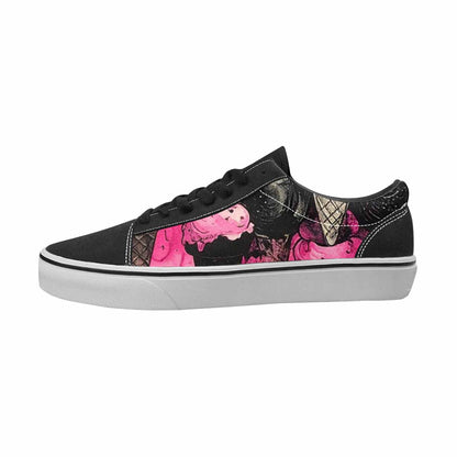 WOMEN'S Ice Cream Black & Pink Ink Canvas Artist-designed Vibrant Chaos Sneakers