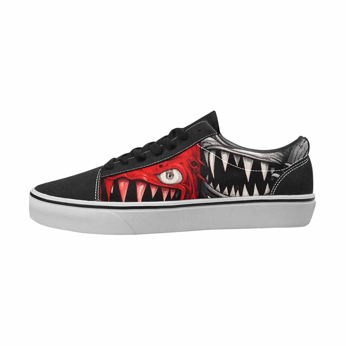MEN'S Monsters Black & Red Ink Canvas One Of A Kind Dreamcore All Over Print Shoes