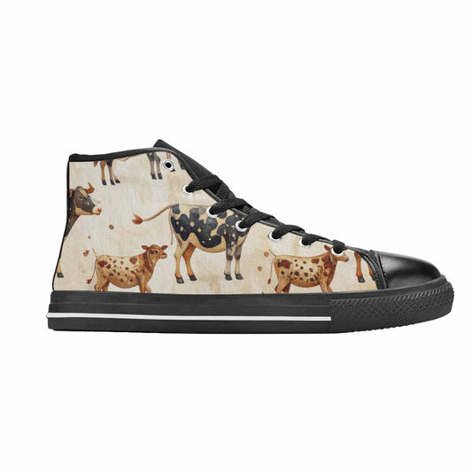 MEN'S Cow Animal Print High Top Canvas Dark Academia Sneakers