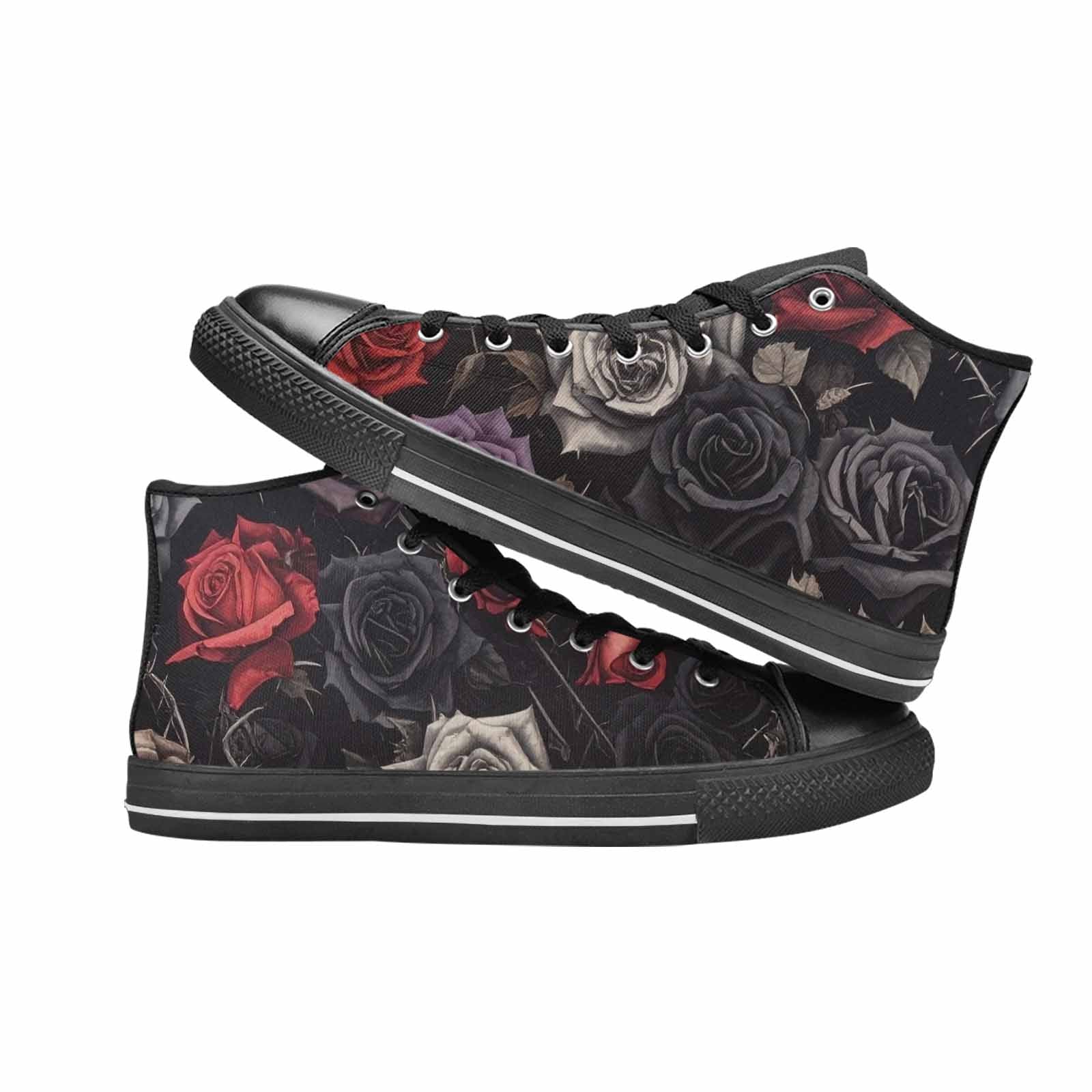 MEN'S Black Gothic Rose High Top Canvas Wallpaper Art Custom Shoes