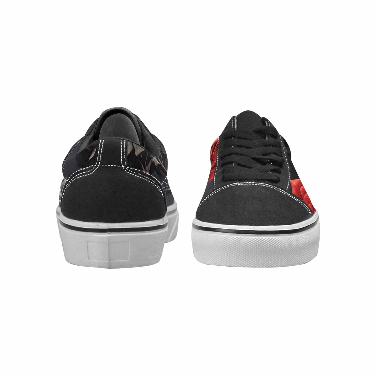 MEN'S Black Gothic Rose Canvas Lace-Up Dark Academia Custom Shoes