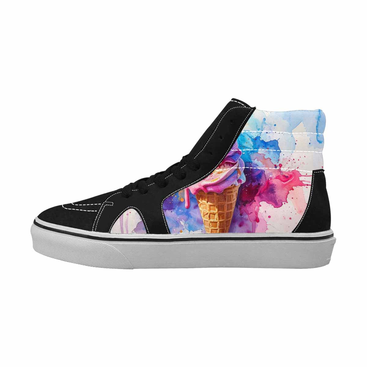 MEN'S Melting Icecream Collage High Top Canvas Grunge Custom Sneakers