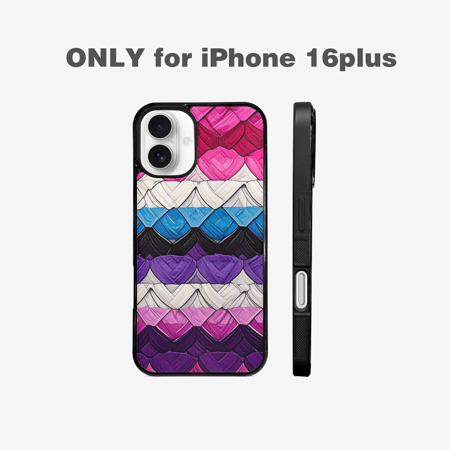iPhone 16 Plus Case — Genderfluid Flag Color Theme Small Rainbow, Custom Printed Phone Case